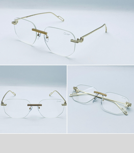 Luxetime Rimless Hex Gold Glasses – Cartier-Inspired Geometric Elegance