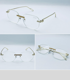 Luxetime Rimless Hex Gold Glasses – Cartier-Inspired Geometric Elegance