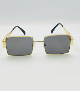Gold Frame Square Retro Sunglasses – Black Lenses