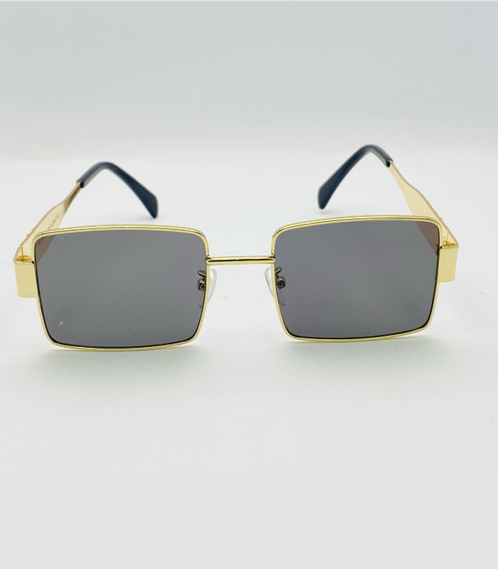 Gold Frame Square Retro Sunglasses – Black Lenses