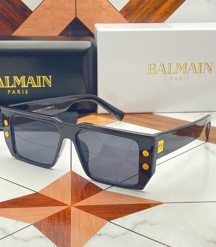Luxury Balmain-Inspired Square Sunglasses – UV Protection Fashion Shades for Men (Black & Tortoise Shell)