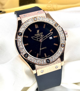 Hublot Stone Edition – Gents Luxury Watch | Steel Body & Rubber Strap | Premium Quality