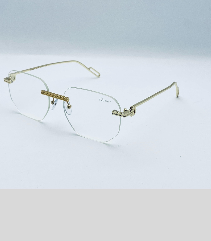 Luxetime Rimless Hex Gold Glasses – Cartier-Inspired Geometric Elegance
