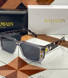 Luxury Balmain-Inspired Square Sunglasses – UV Protection Fashion Shades for Men (Black & Tortoise Shell)