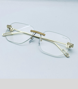 Luxetime Rimless Hex Gold Glasses – Cartier-Inspired Geometric Elegance